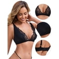 thumbnail image 3 of DARING DIVA Lace Bras Deep V Plunge Adjustable Straps Triangle Bralette S Black, 3 of 6