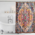thumbnail image 4 of Blue Pink Waterproof Fabric Shower Curtain,Boho Middle Century Geometric Abstract Waterproof Fabric Shower Curtain for Bathroom Curtains Bathtubs Hotel Shower Curtains with 12 Hooks Extra Long 72x96, 4 of 8