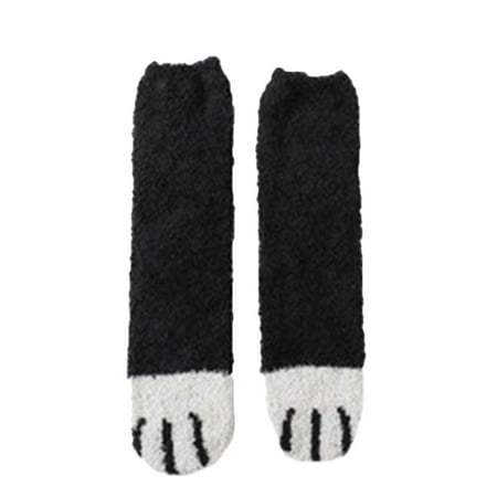 

LisenraIn Women Cat Claws Socks Warm Sleep Floor Socks Plush Fleece Hosiery