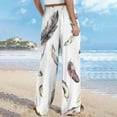 thumbnail image 4 of Hvot&aat Boho Pants for Women Floral Print Wide Leg Pants Elastic Waist Drawstring Summer Beach Baggy Trousers, 4 of 5