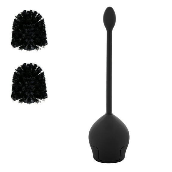Bath Bliss Tulip Toilet Bowl Brush in Black with 2 Pack Replacement Brushes