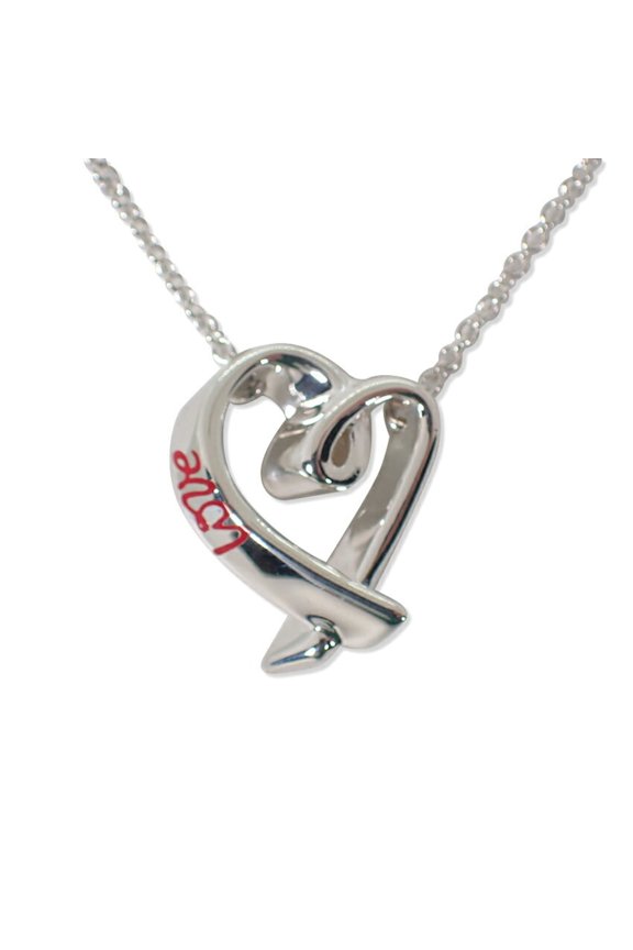 Pre-Owned TIFFANY & Co. 925 Loving Heart Red Enamel LOVE Pendant Necklace