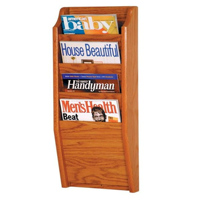 Wooden Mallet MR24-4BL Cascade 4 Pocket Magazine Rack - Black, Light Oak & Medium Oak