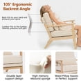thumbnail image 6 of CQSXDA Modern Design Fabric Cushioned Armchair with Wooden Armrests and Lumbar Pillow for Living Room or Office, Beige, 6 of 16