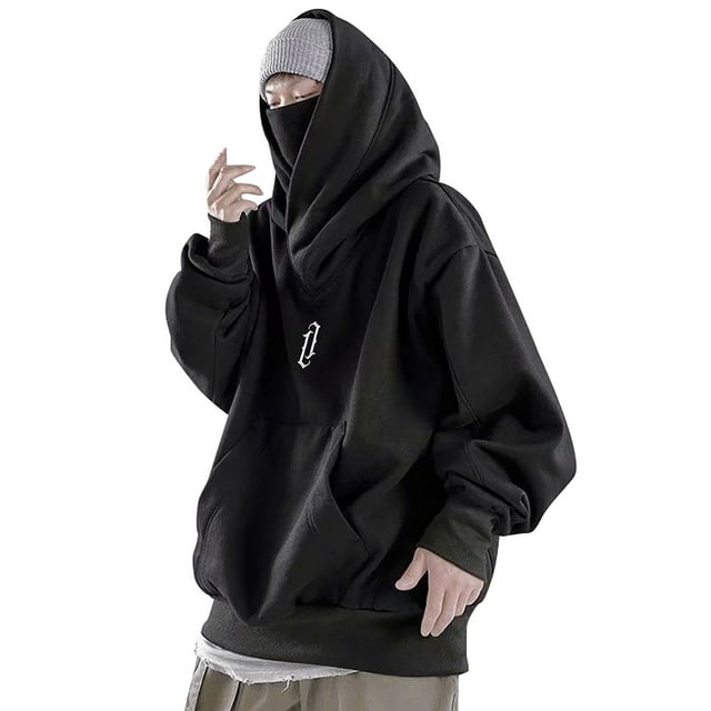 Male Man Autumn and Men's Novelty Hoodies Winter Solid Long Sleeve Hoodie Blanket Hoodie Pocket High Collar Plus Size Hoodies for Men Loose Hooded Fleece Sweatshirt Snowboard Hoodie Hiphop