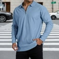 thumbnail image 2 of Krdevn Mens Shirts - Men's Long Sleeve Striped Shirt with Zippered Collar for Casual Everyday Wear,Mens Fall Shirts,Color:Blue,Size:S, 2 of 4