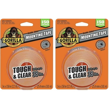 Gorilla Tough & Clear Double Sided XL Mounting Tape, 1" x 150", Clear, Pack of 1, 2 Pack