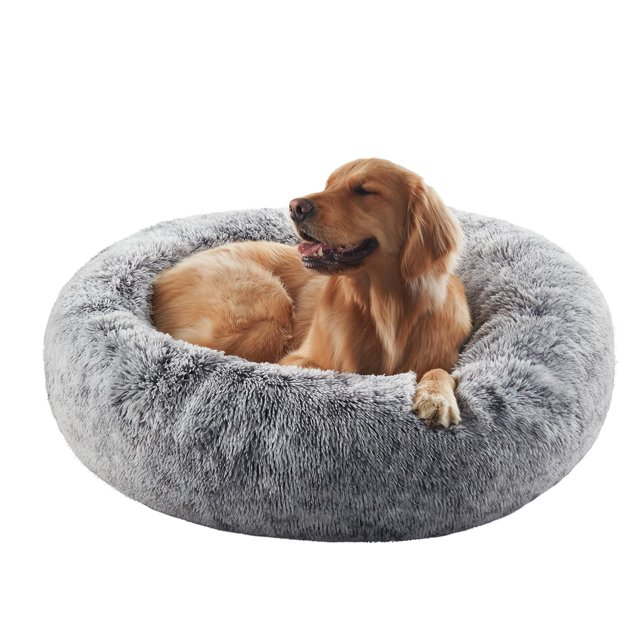 Cama para perro BedStill 91 cm tipo donut calmante, grande, gris oscuro