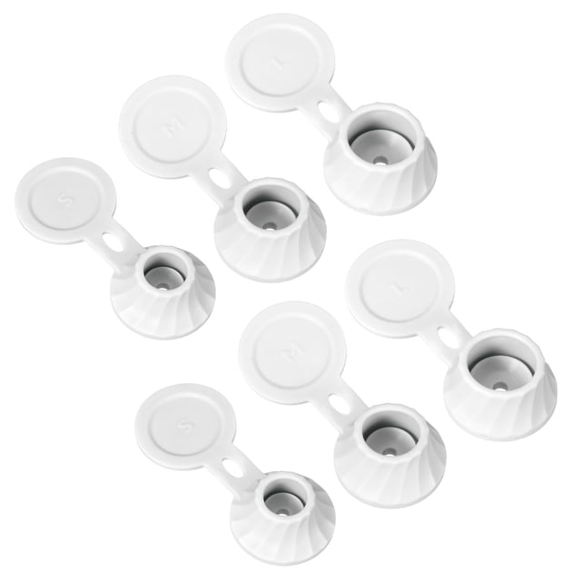 Uxcell 6Pcs Tapas para vaciar botellas de 3 tamaños, tapas para botellas de champú boca abajo, blancas