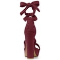 thumbnail image 2 of BLISSFUL STEP Women's Lace Up Platform Block Heel Sandals Burgundy (Size 8), 2 of 8