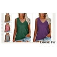thumbnail image 3 of Langwyqu Summer V-Neck Sleeveless Solid Color Plus Size Women Tank Tops Shirt, 3 of 5