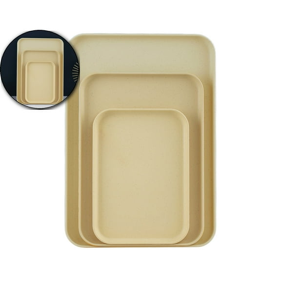 VQPeo Set of 3 Rectangular Trays (Large, Medium & Small) – Multi-Purpose Household Serving Trays for Tea Cups, Snacks, and Dinner Plates – Stylish Plastic Tray Set