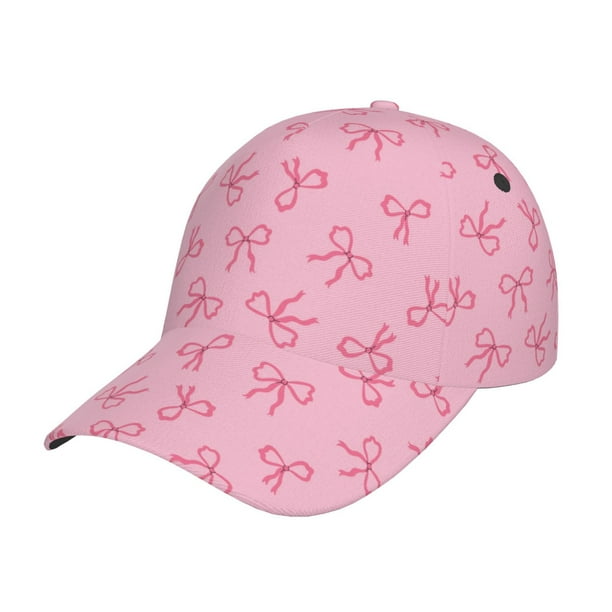 Fotbe Pink Bows Gorro Clásico de Béisbol, Gorra Ajustable con Broche Snapback, Gorro de Exterior de Algodón Suave