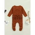 thumbnail image 4 of Kmbangi Baby Girl Long Sleeve Romper Foot Warp Pure Color Ruffles Playsuit, 4 of 9
