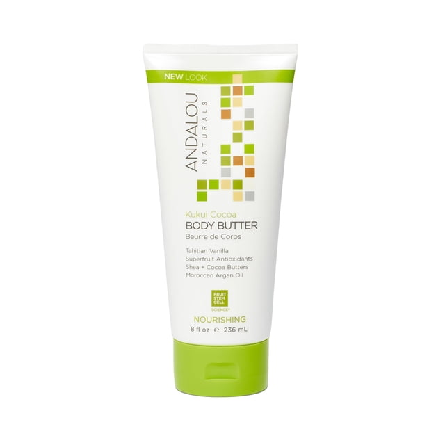 Andalou Naturals Kukui - Manteca corporal nutritiva de cacao, 8 onzas