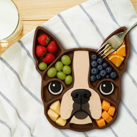 Funny Animal Charcuterie Platters,Holiday Dog-Themed Charcuterie Board with Compartments,Wooden Trays for Food,Decorative Serving Tray for Home Kitchen Party