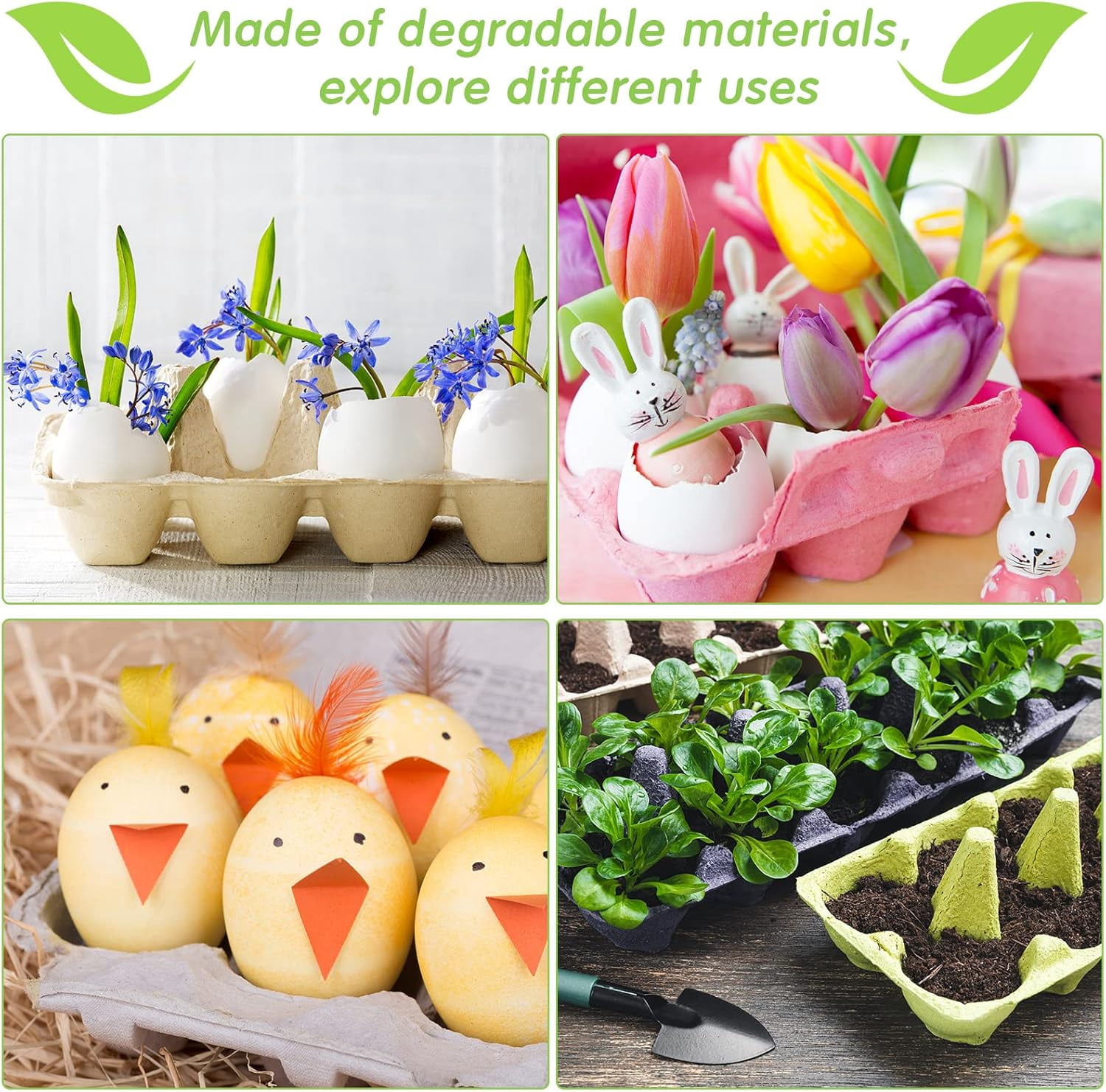 100 Pcs Paper Egg Cartons Bulk for Chicken Eggs Blank Pulp Fiber Egg Tray Holder Reusable Empty Storage Containers for Farm Market Kitchen Camping Picnic DIY(12 Count)