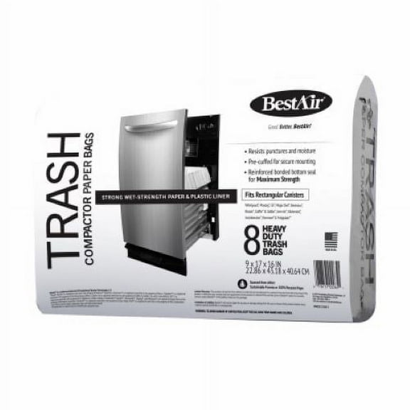 Best Air WMCK133508 8-Pack Of Paper Trash Compactor Bags - Quantity of 1