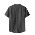 thumbnail image 3 of Chbgutlmr Cotton Linen Mens T Shirts Plus Size Round Neck Button Short Sleeve Lightweight Loose Casual Tops, 3 of 4