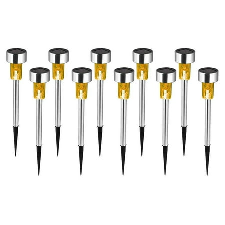 

Yucurem 10pcs LED Solar Light Mini Steel Tube Lawn Stake Lamp Garden Decor (Warm)