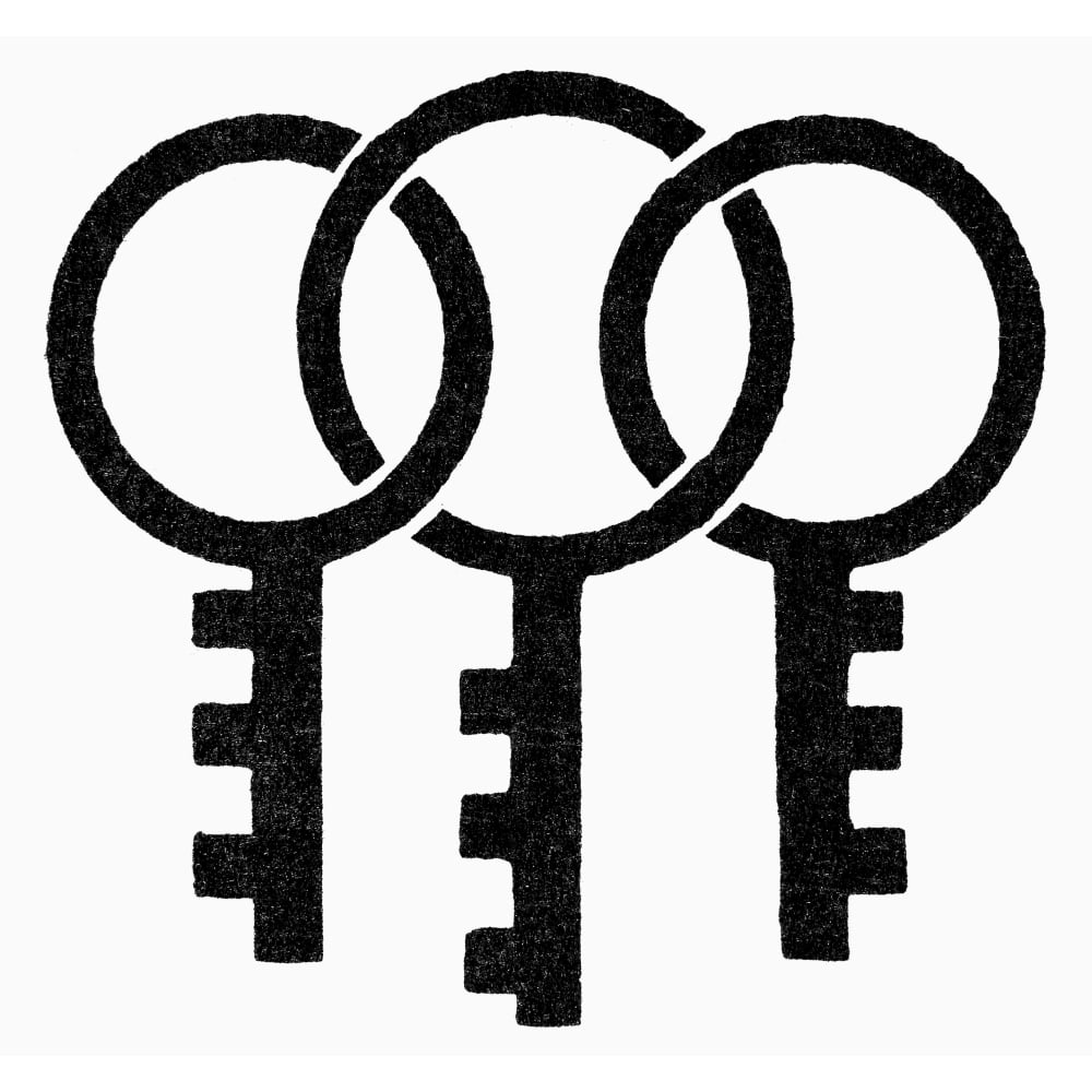 Symbol Three Keys. /Njapanese Symbol Of Good Luck, Three Keys To Open