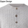 thumbnail image 6 of SERTG Men's Round Neck Sweater Fall Winter Solid Color Stylish Casual Half Button Stretch Knit Sweater Soft Men's Sweaters Pullover(Beige,3XL), 6 of 8