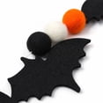 thumbnail image 5 of Yangka Halloween Garland Bat Wooden Beads Felt Ball Banner, Black Orange White Hanging Decor For Fireplace Mantel Door Window Party Decoration, 5 of 7