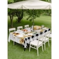 thumbnail image 4 of Outdoor Tablecloth with Umbrella Hole for Patio/Picnic/Party/Camping, Vintage Gnomes Waterproof Table Cloth Rectangle Table Cover Washable, Sunflower Black White Plaid Wooden Retro Art (54"x 80"), 4 of 8