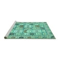 thumbnail image 2 of Ahgly Company Machine Washable Indoor Square Abstract Turquoise Blue Modern Area Rugs, 6' Square, 2 of 4