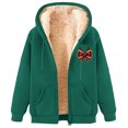 thumbnail image 2 of Chaqueta y sudadera informal con capucha de manga larga para mujer, con estampado de moda, de polar y capucha, 2 of 4