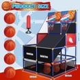 thumbnail image 4 of Juego de Baloncesto Arcade para Niños Competencia 2 Jugadores, Aro de Baloncesto para Niños con 5 Pelotas para 3-12 Años, Altura Ajustable con Bomba y Red de Almacenaje para Juego Interior y Exterior, 4 of 8