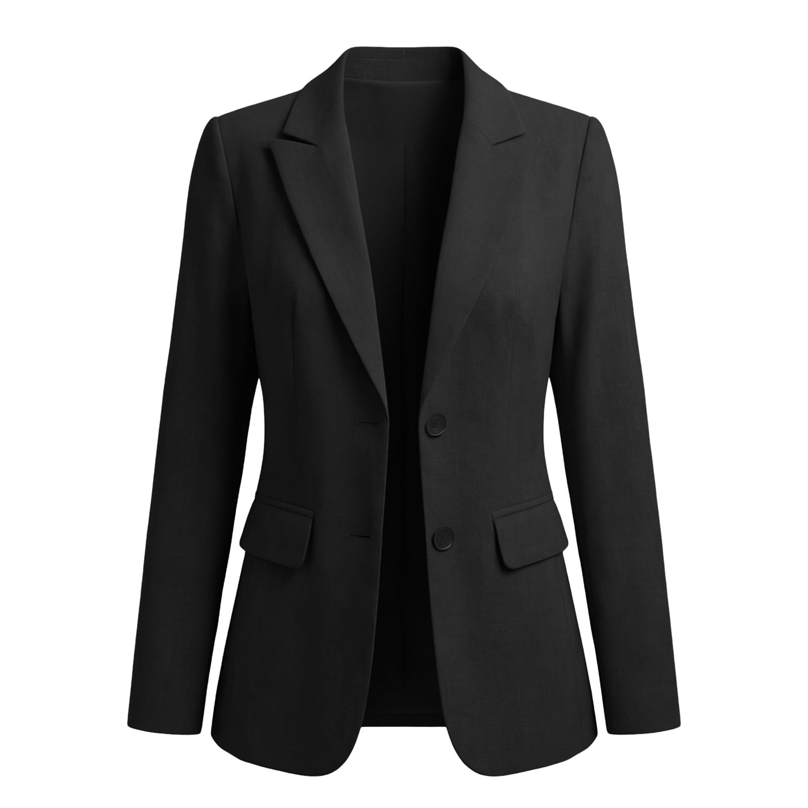 TRUNZI Summer Blazer Jackets for Women Lightweight Fully Lined Classic Work Office Button Suit with Pockets,Black,Size L