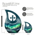 thumbnail image 2 of MUKTIVE Combo Sets Aurora Borealis Northern Light Urn for Ashes Mom & Dad, Blue Funeral Memorial Urns for Mom, Sympathy Gifts for Loss of Dad, Cremains Containers, (1 Large 10 ", 4 Keepsake 3 "), 2 of 7