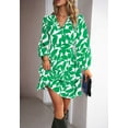 thumbnail image 3 of Minimalist Floral Print Surplice Tiered Dress Above Knee Length Green Small, 3 of 5