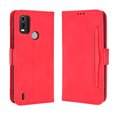 thumbnail image 1 of Étui pour Nokia C21 Plus, Couverture Réglable, Porte-Cartes Détachable, Fermeture Magnétique, Étui Portefeuille en Cuir - Rouge, 1 of 5
