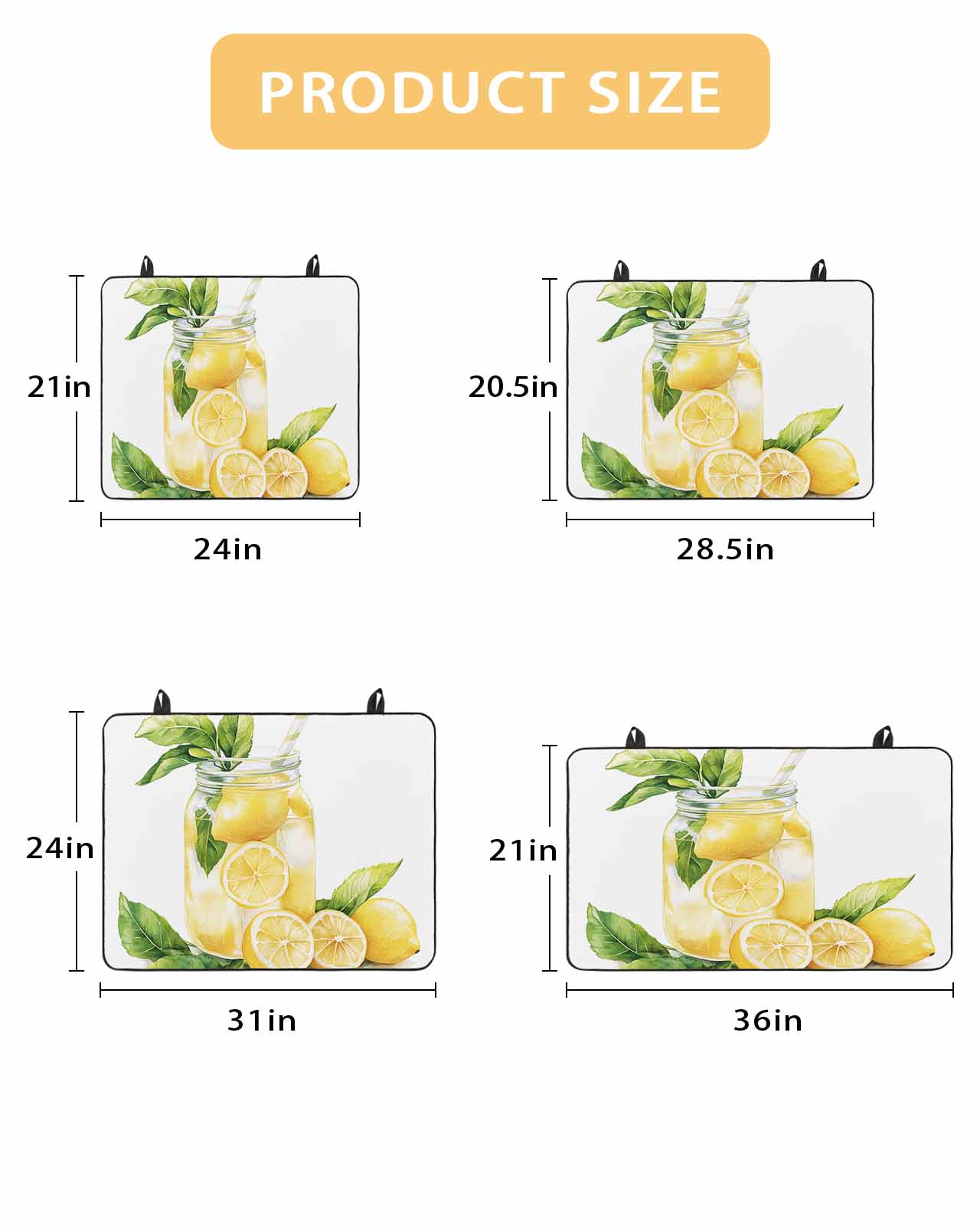nqOlkjepod Large Induction Cooktop Protector Mat 24"x21", Summer Lemon Stove Top Covers for Electric Stove, Yellow Fruits Green Leaf Watercolor Stove Burner Cover Mats, Glass Top Stove Cover