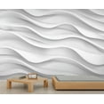 thumbnail image 3 of Modern Light Luxury Wall Mural, White Wave Stripes Murals For Living Room, White Lines Large Wall Murals, Solid Geometry Hd Photo, Wave Lines Home Decor & Gift 110"W x 79"H (Not Peel and Stick), 3 of 6