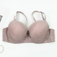 thumbnail image 4 of Fatuov Lace Wire Bras for Women Solid Color Comfort T-Shirt Bra for Outdoor, Push Up Full Coverage Supportive Lightly Lined Bra 36C, Coffee, 4 of 4