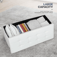 thumbnail image 5 of MoNiBloom 43" Collapsible Ottoman with Storage, PU Leather Storage Ottoman Bench, Modern Storage Footstool for Living Room Bedroom Entryway, White, 5 of 8