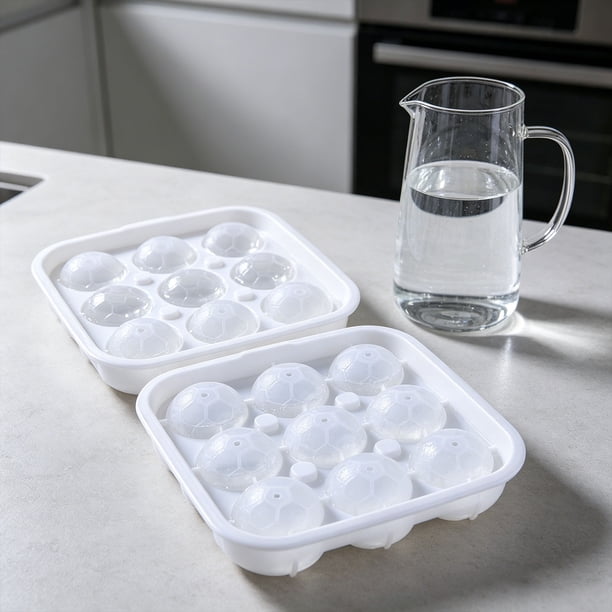 Bandeja de silicona para cubitos de hielo con forma de balón de fútbol | Molde para cubitos de hielo con forma de balón de fútbol | Molde para cubitos de hielo esféricos grandes con tapa