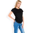 thumbnail image 3 of Women's Short Sleeve Crew Neck Relaxed Fit Casual Tee- Black,Small, 3 of 7