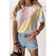 thumbnail image 2 of Camiseta de mujer Cuello redondo Manga corta Tie-dye Printed Casual Top, Caqui, XL AweSitey AP000470-21, 2 of 7