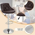 thumbnail image 3 of Modern Bar Stools Set of 2 Counter Height Adjustable Bar Chairs with Back and Chrome Base PU Leather Barstools Island Chairs for Kitchen Living Room Pub Swivel Bar Stools (Brown), 3 of 7