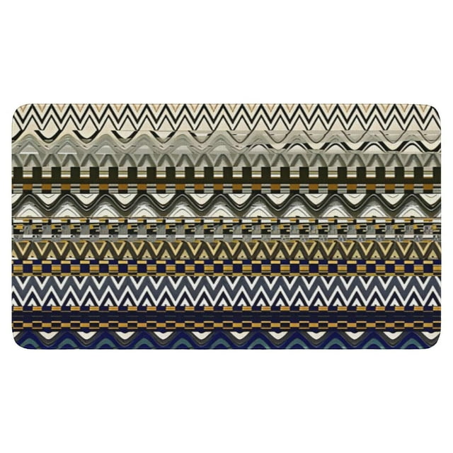 Stylish Boho Small Rug Absorbent & Non-Slip - 30x17 Black/White Geometric Design Door Mat for Kitchen Living Room Bedroom or Entryway