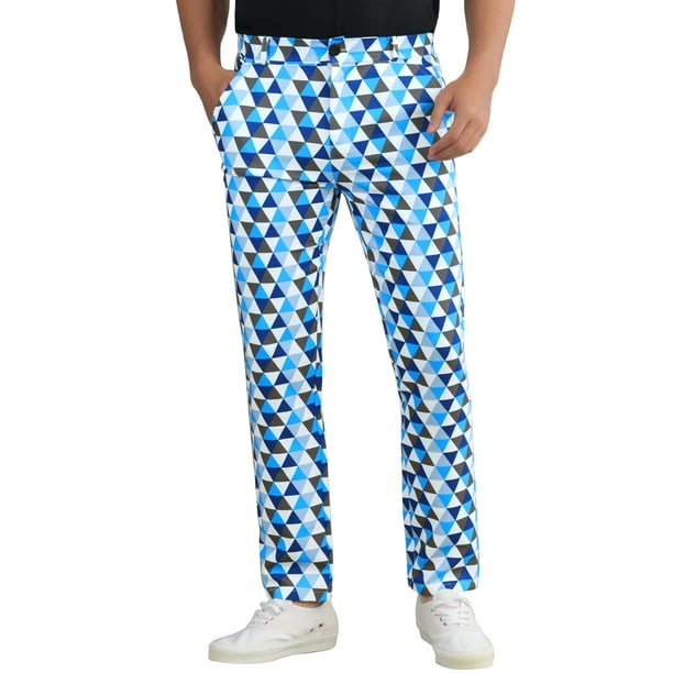 Pantalones de Color Contrastante INSPIRE CHIC para Hombre, Pantalones de Vestir con Estampado de Cuadro Triangular
