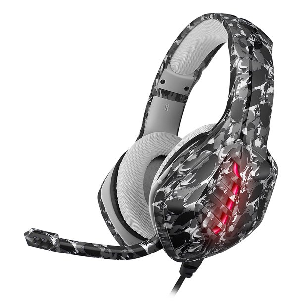 Auriculares para juegos de 3,5 mm, consola de juegos para computadora, auriculares estéreo para montaje en la cabeza con micrófono y luz LED Advancent EL5127-04B