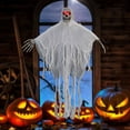 thumbnail image 2 of Motion-Activated Glowing Skeleton Decoration with Eerie Sounds - Hanging Light-Up Halloween Prop for Indoor/Outdoor Haunted Yard, Party (80x65cm, Color as Shown), 2 of 6