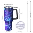 thumbnail image 2 of Thunder 40oz Tumbler with Handle and Straw, Large Capacity Travel Cup for Hot & Cold Drinks, Double Walled Vacuum Insulated Cup, Lover, Birthday, Lightening, 2 of 6