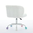 thumbnail image 6 of GAKMCIL Artificial Alpaca Wool Home Office Chair, Ergonomic Desk Chair, Vanity Chair with 360 ° Swivel, Arm, White Metal, Chassis can be Tilted 40°, 300lb Load for Study, Office, Bedroom (Ivory), 6 of 13