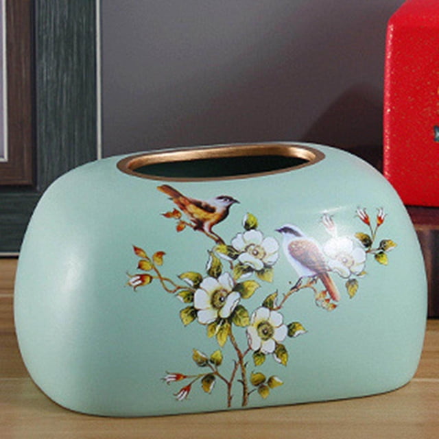 ziyahi Elegant Tissue Box Cover Organizer for Office Desk and Table Countertop Bird